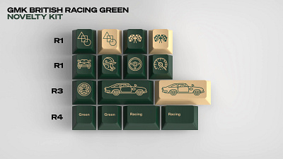 GMk British Racing Green - Keycaps cars flag green helmet icon illustration keyboards keycaps mechanical keyboard racing speedometer