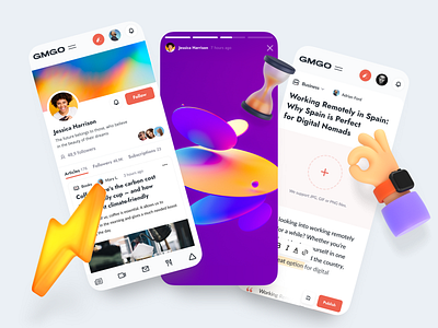 GMGO® — Mobile App Interface 3d art 3d illustration clean ui colorful crypto dashboard digital finance game design gradients mobile mobile app mobile app design mvp saas trendy design ui ui design user interface ux