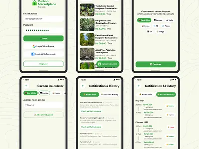 Carbon Marketplace - Material You carbon footprint climate change climate emergency figma indonesia jejakin material material design material you mobile app mobile design ui ui ux design uidesign ux design