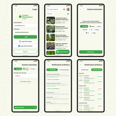 Carbon Marketplace - Material You carbon footprint climate change climate emergency figma indonesia jejakin material material design material you mobile app mobile design ui ui ux design uidesign ux design