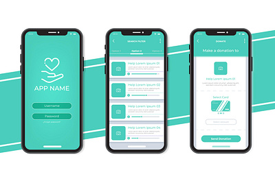 Charity app concept adobe illustrator adobexd app art design mobile mockups ui ux vector