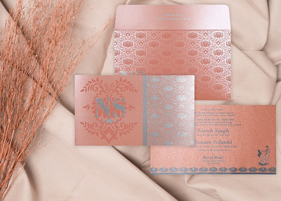 Baby Pink Shimmery Damask Themed - Screen Printed Wedding Invite