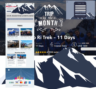 TREK NEPAL.com animation app design branding design graphic design illustration promote ui uiux