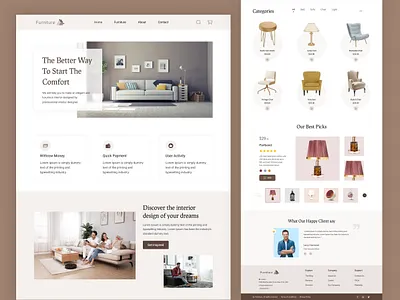Furniture Landing Page - UI/UX Design figma furniture landing page uiux design web design