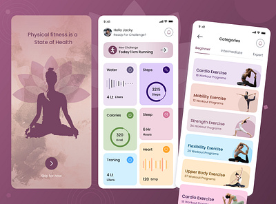 Fitness Mobile App - UI/UX Design app design fitness fitness goals fitness mobile app mobile app service app uiux design