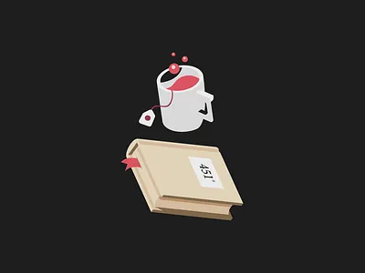 Book & Tea 451 book design fahrenheit451 illustration isometric minimalism patreon tea vector