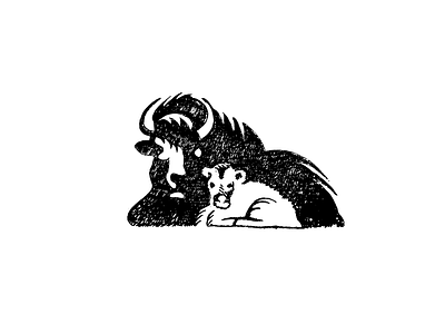 Bison animal baby bison brand buffalo drawing hand illustration logo nature sketch texture