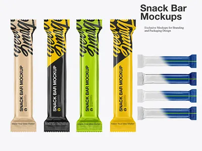Snack Bar Mockups bar candy candy bar candy pack chocolate chocolate bar chocolate pack cookie cookies flow pack glossy glossy snack bar golden layer mock up mockup pack snack snack bar square