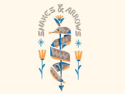 Snakes and arrows handrawn illustration type