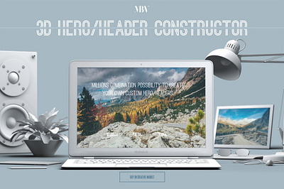 3D Hero/Header Constructor animation branding design graphic design icon illustration illustrator typography vector website