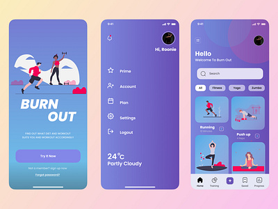 Fitness App app application application ui design fitness fitness app minimal ui uidesign user interface user interface design userinterface workout workout app