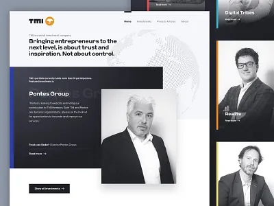 TMI Investments anthracite clean design global grey investments minimal typography webdesign website