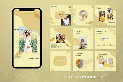 Feminime Yellow Social Media canva Template canvas female yellow