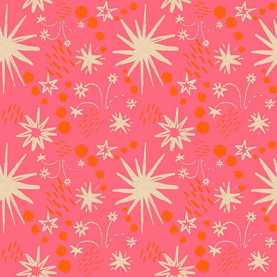 Spark pattern design illustration orange pattern pattern design pink print spark stars surfacedesign