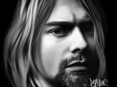 Kurt Cobain artslaves digitalart digitalpainting hyperrealism illustration illustrations jonathansophie kurtcobain nirvana realism realistart