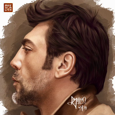 Javier Bardem artslaves design digitalart digitalpainting drawing hyperrealism illustration illustrations javierbardem jonathansophie realism