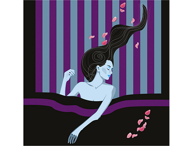 Rose petals, by Maria Cardelli beauty conceptual illustration digital editorial editorial illustration elegance fashion graphic illustration illustration agency illustrationartist illustrator sleeping style woman