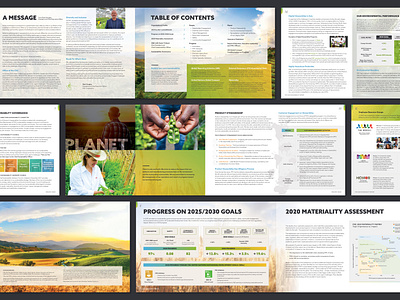 Agricultural Company — 2020 sustainability report agricultural agriculture annual report branding call out chart design gradient design graphic design grid layout infographic information design landscape design layout design layout exploration print design print report report sustainability sustainability report table of contents