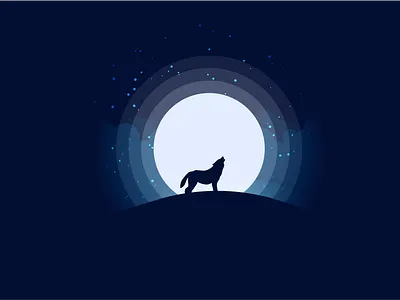 The Night Wolf adobe adobe illustrator design night photoshop sky typography vector vector design vectorart wall art wallpaper wolf