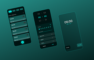 Alarm application alarm alarm app alarm clock alarmclock clock clocks dark dark app dark theme ui dark ui figma figma design figmadesign stopwatch timer ui ui ux ui design uidesign uiux