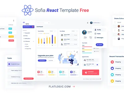 Sofia React Template Free admin admin design admin template app dashboard design interface react react template trendy design ui ux web