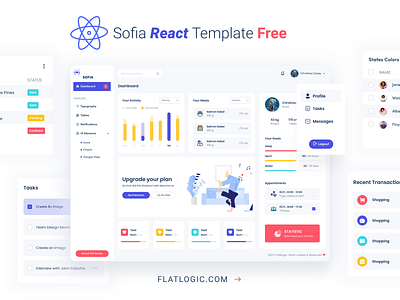 Sofia React Template Free admin admin design admin template app dashboard design interface react react template trendy design ui ux web