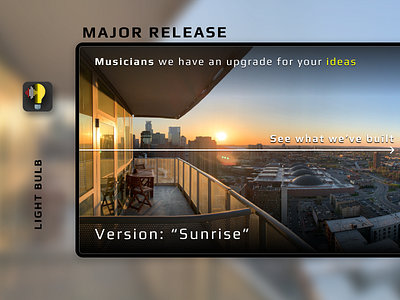 Feature Release Design Slide #1 app branding musician recording sunrise