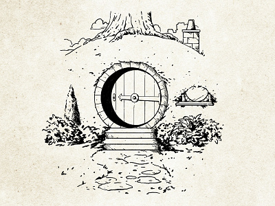 Hobbit-Hole adobe photoshop art artwork book drawing fantasy graphic hobbit home house illustration layout lewis linework middle earth story tolkien vintage writer