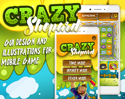 Crazy Shepard UI design and illustrations app gui character design game game art gui illustrations mobile app ui ui design user interface