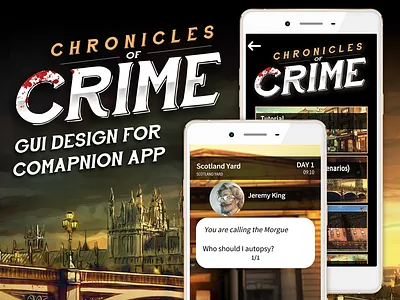 Chronicles of Crime app UI design app app gui app ui board game chronicles of crime game art graphic design gui hybrid game tabletop game user interface