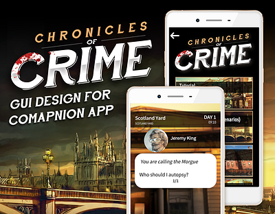 Chronicles of Crime app UI design app app gui app ui board game chronicles of crime game art graphic design gui hybrid game tabletop game user interface