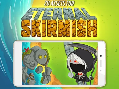 UI and 2d assets for Eternal Skirmish mobile game 2d art character design concept art digitalart fantasy game art illustration indie game mobile game ui ui design user interface