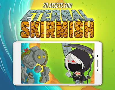 UI and 2d assets for Eternal Skirmish mobile game 2d art character design concept art digitalart fantasy game art illustration indie game mobile game ui ui design user interface