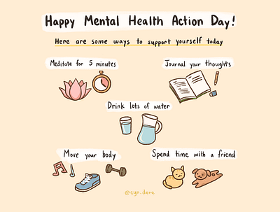 Mental Health Actions drawing illustration