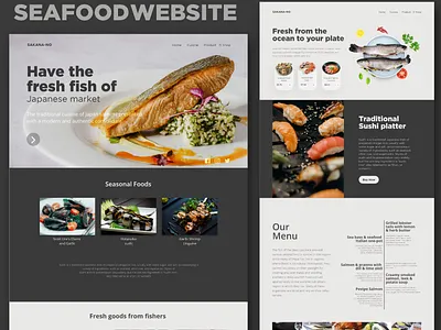 Sea Food Website brand identity branding colorful design corporate website design fresh design graphic design graphic design illustration japanese fish logo market ui minimalist mobile ui ui ui design vector web design web ui website design