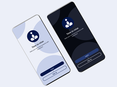 First launch screen of meditation app branding design logo minimal mobile ui