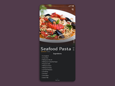 Recipe - Daily UI 40 app appdesign blacktech branding dailyui dailyuichallenge design foodapp graphic design ui uidesign uxdesign web womenintech