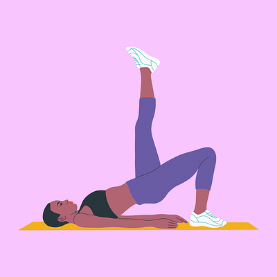 Exercising black character exercise exercising flat girl illustration legs line mat poc woman