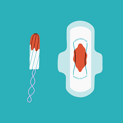 Period 2d blood flat illustration line menstrual pad menstruation period tampon