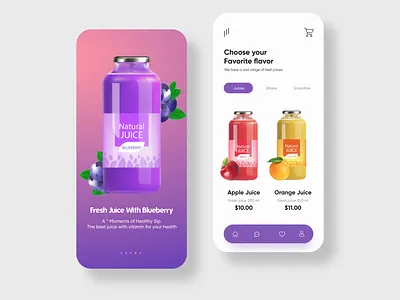 Fresh Juice Mobile App Design UI/UX 2021 3d android app app design appdesign branding design designer drinks food freshjuice illustration minimal pakistan designer smoothie top ui designer trendy ui uidesign uiux