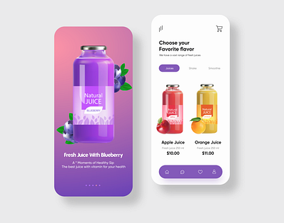 Fresh Juice Mobile App Design UI/UX 2021 3d android app app design appdesign branding design designer drinks food freshjuice illustration minimal pakistan designer smoothie top ui designer trendy ui uidesign uiux