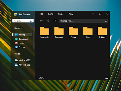 Windows 11 File Explorer Redesign Exploration acrylic concept dark dark mode design explorer file file explorer file manager finder flat fluent fluent design microsoft ui ui design user interface ux windows windows 10