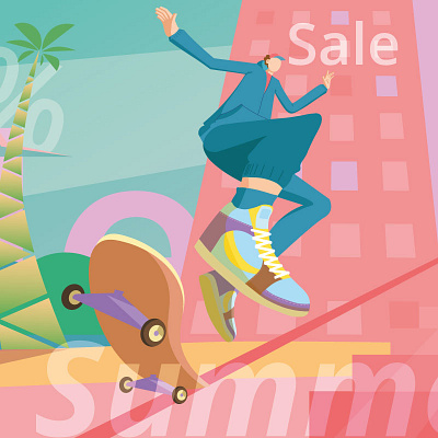 Sneakers, skateboarder design illustration sale showcase skateboarder sneakers vector