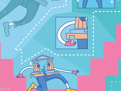 The bank fell on the way bank character design illustration vector