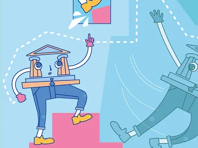 The bank at the beginning of the road bank character design illustration vector