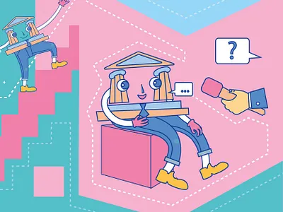 The bank rose and tells its story bank character design illustration vector