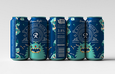 Rainier Beer / Packaging Design beer can beer packaging character color design graphic design illustration typography