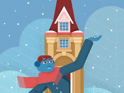 Catching snowflakes character design illustration snowflakes vector