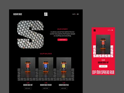 Russian Sauce - Web Design bold brand identity e commerce lettering logo product sauce type web design