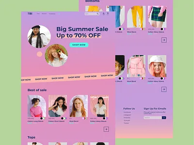 TiBi e-commerce branding clothing design e commerce ecommerce flat gradient pink retro teen concept ui ux web web design webdesign